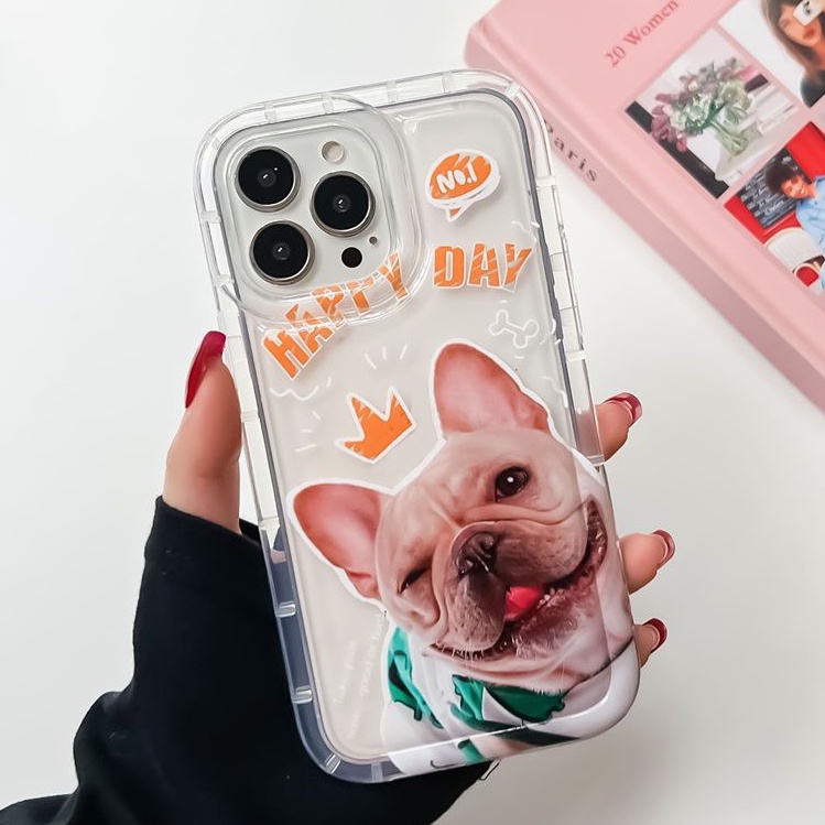 IPHONE Lembut Casing Ponsel Transparan Kompatibel Untuk Iphone14 13 11 12 Pro XS Max X XR 7 8 Plus Anjing Lucu Casing TPU Silikon Shockproof Cover