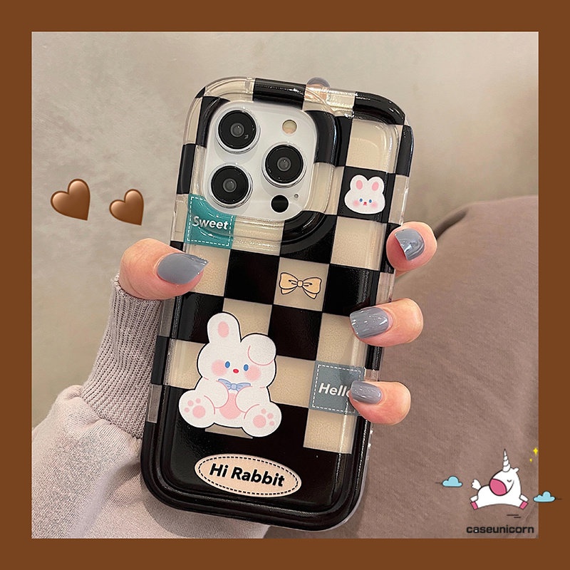 Couple Case Realme C55 C25 C12 C30 C30s C20 C15 C53 C21Y C25Y C35 C33 C11 C25s 7i 9i 6i 5 5i 5s C20A C3 C1 C2 Kotak-Kotak Kartun Beruang Kelinci Anti Jatuh Shockproof Airbag Case