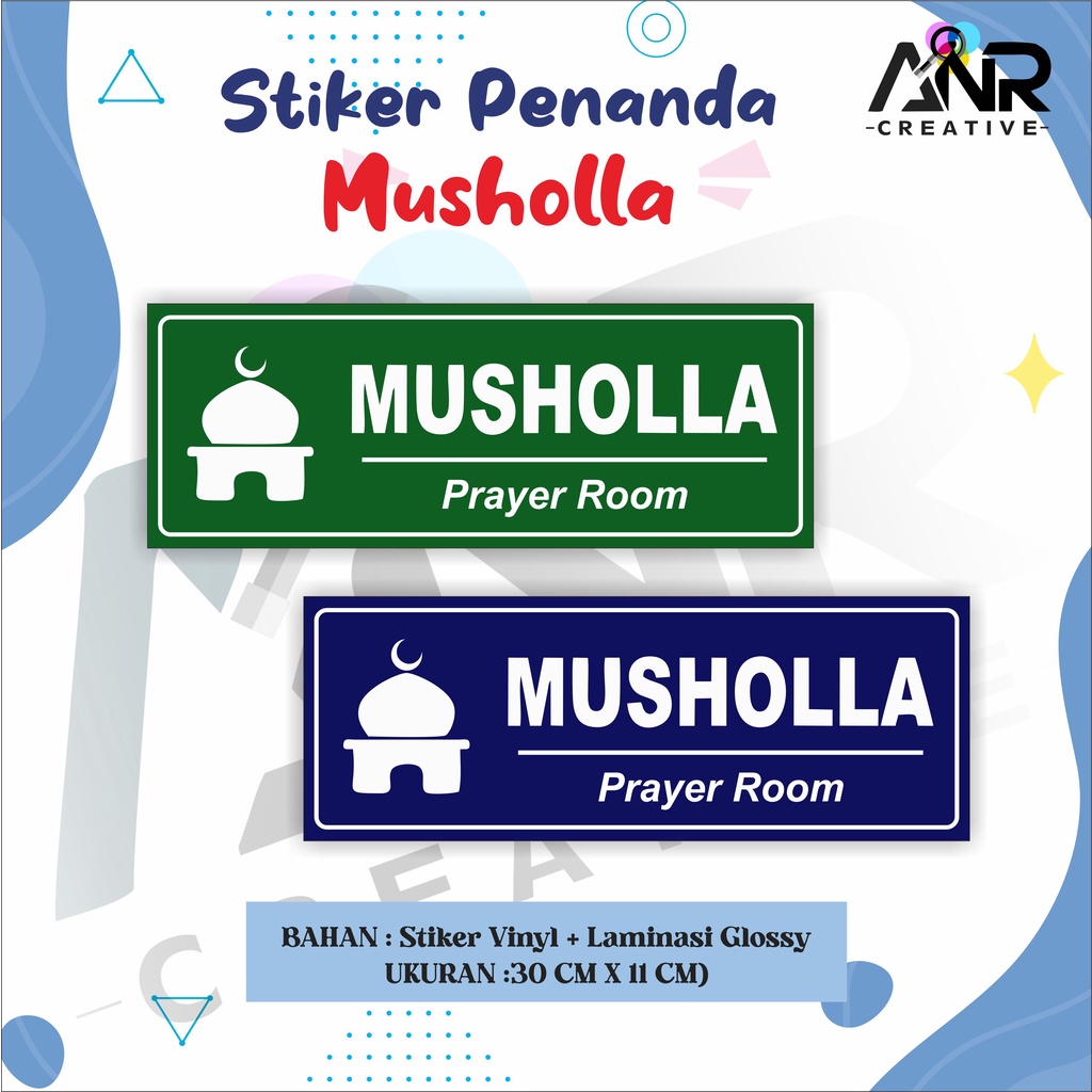 Stiker MUSHOLLA / Stiker Penanda MUSHOLA + Laminasi Glossy