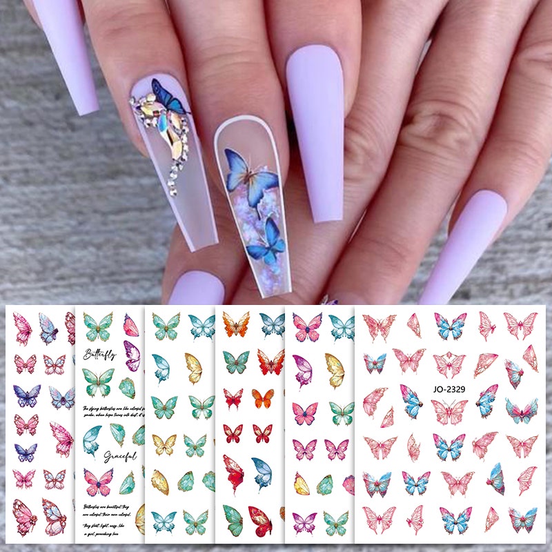 Stiker Nail Art 3D Garis Geometris Bunga