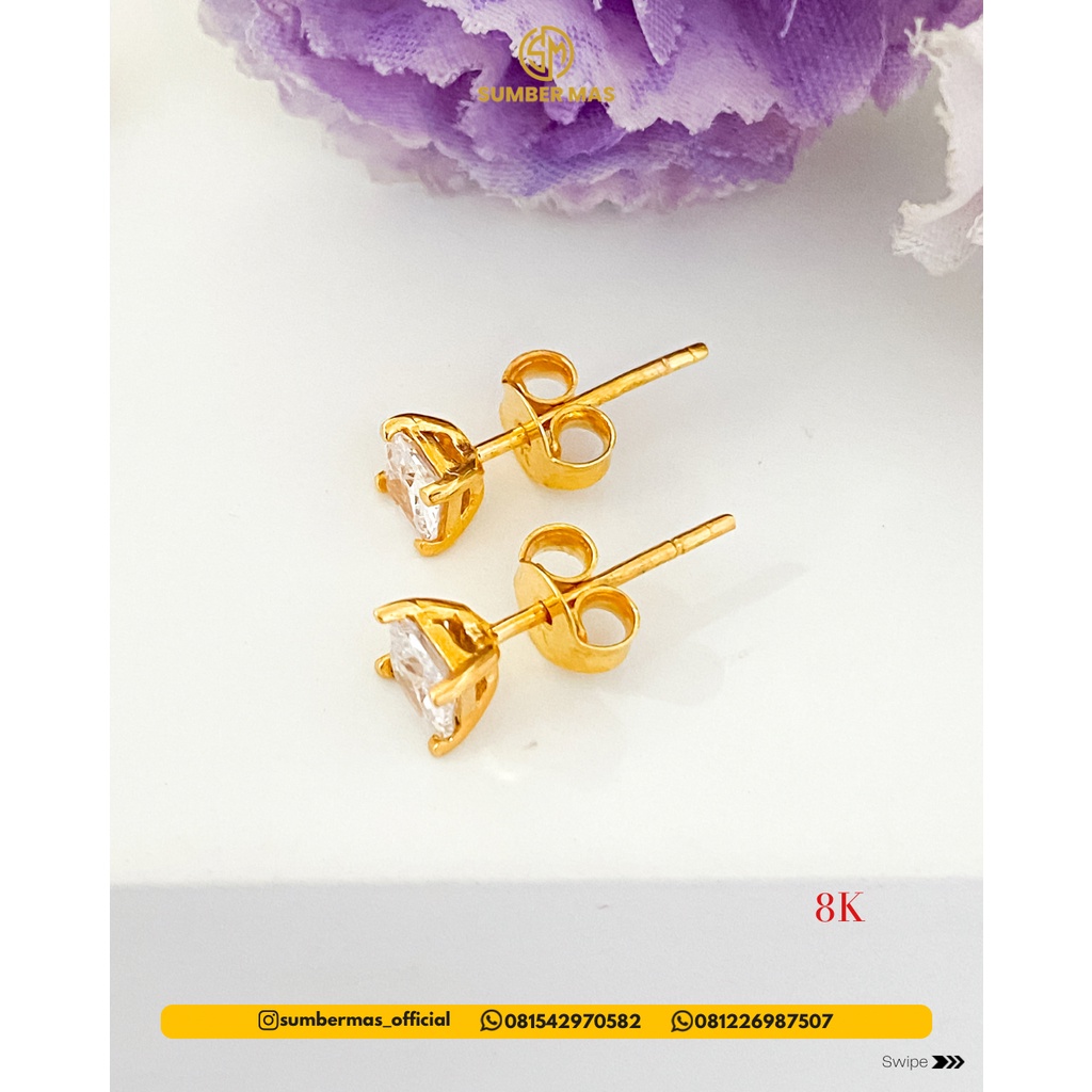 DIAMOND LOOK EARRINGS 8K - SUMBER MAS