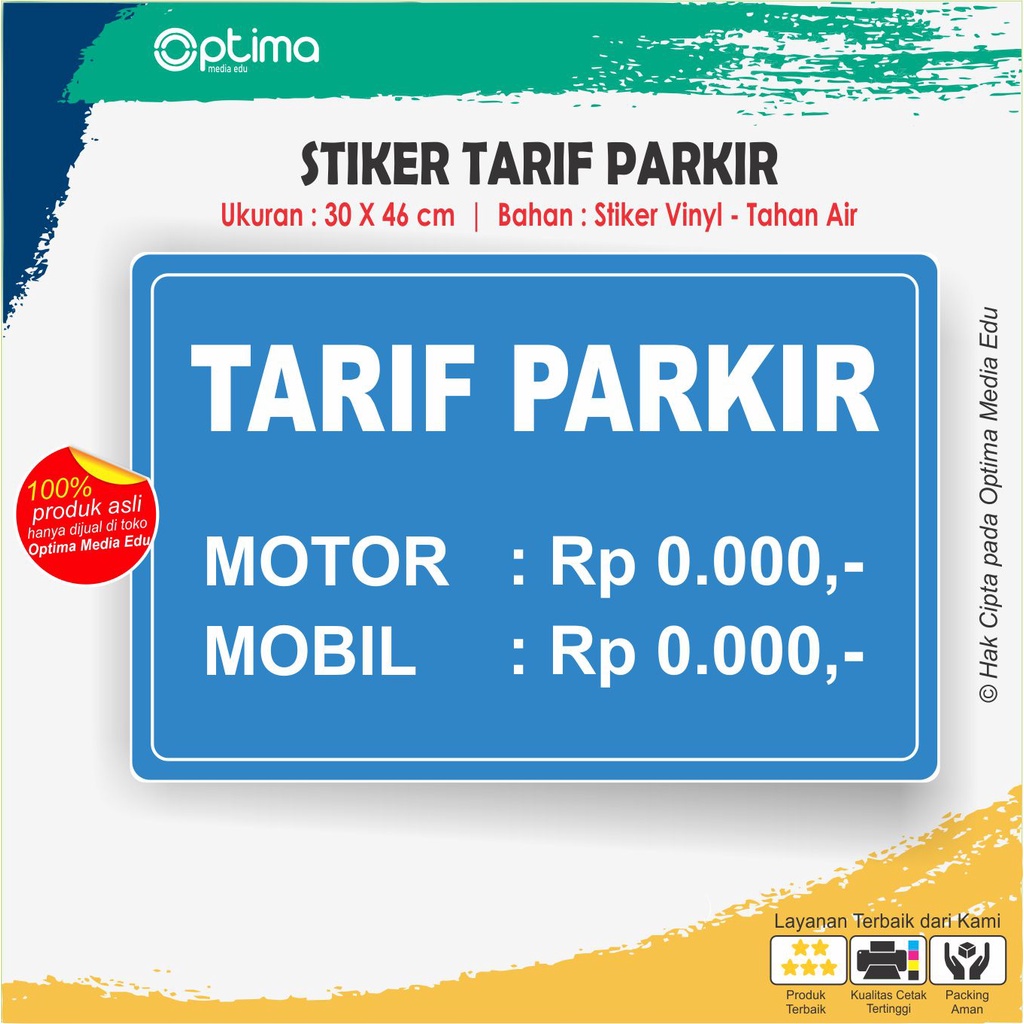 

Stiker Harga / Tarif Parkir
