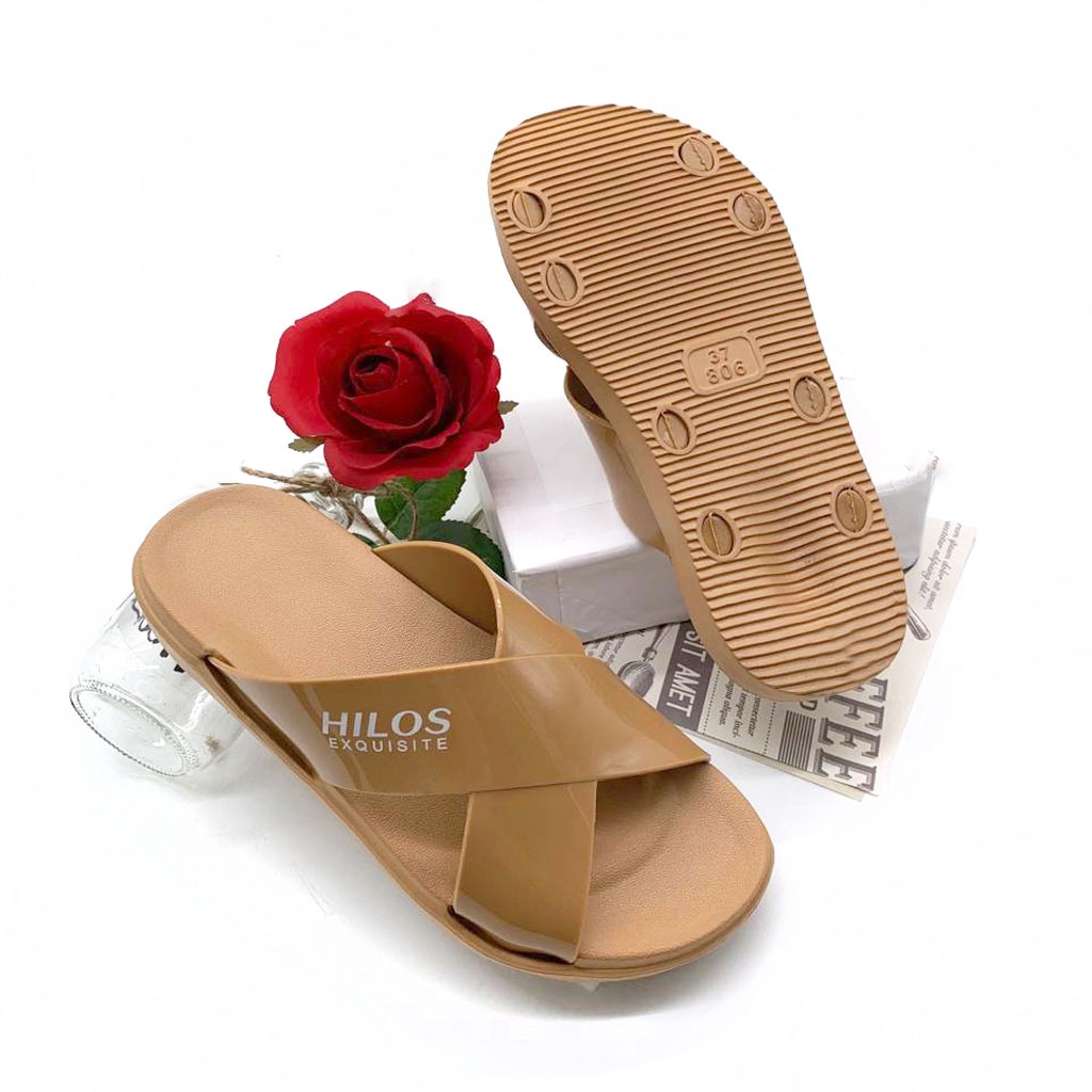 Sandal Slip On Wanita Terbaru Tali Silang Simpel Size 36-40