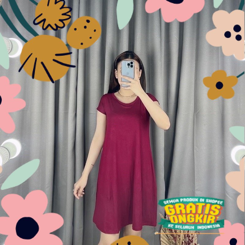 FLARE DRESS / dress basic lengan pendek wanita/dress polos wanita/casualdress/pakaian wanita/homey d