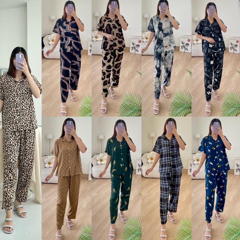 HARGA SPESIAL Piyama Rayon Set / Set Piyama Rayon Panjang / Piyama Panjang Rayon / Stelan Rayon / Ra