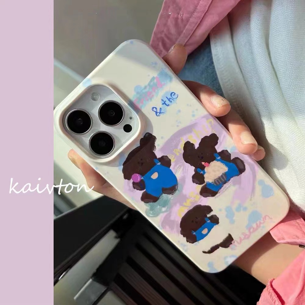 Ins Pola Anjing Cocok Untuk Iphone14 14pro 14plus 13 13pro 13prm iPhone 11 7Plus 8Plus Xr XS 13 12 Pro Max Empat Sudut Casing Ponsel Tahan Guncangan