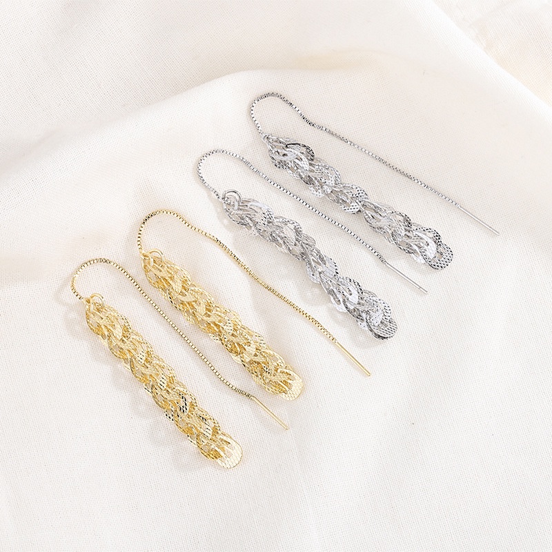 Anting Vintage Rumbai Panjang Mewah Warna Silver Gold Menjuntai Ear Hook Untuk Aksesoris Perhiasan Wanita Lady