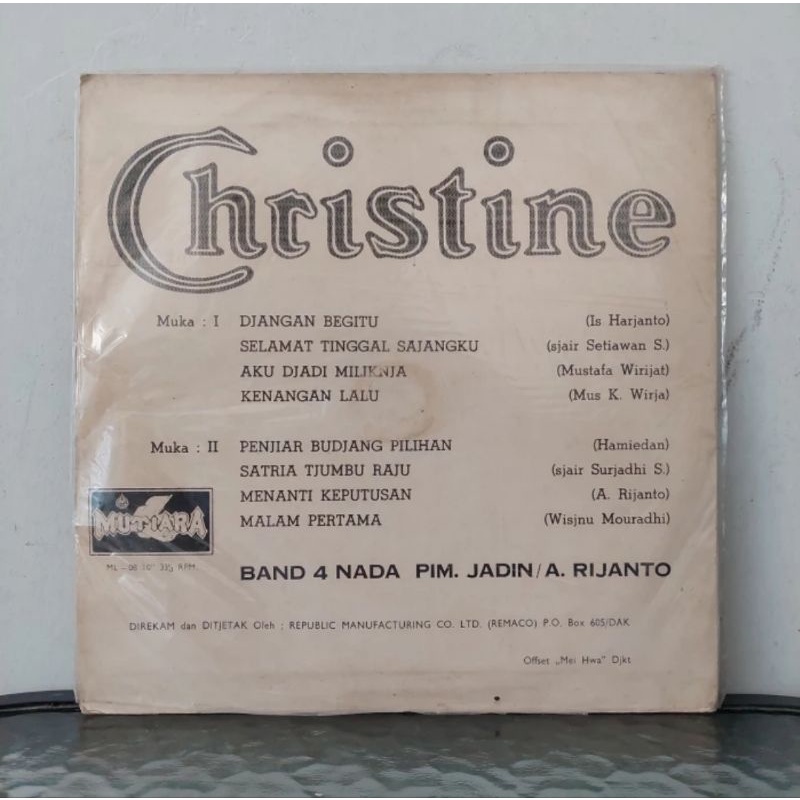 Vinyl Piringan Hitam 10 inch Djangan Begitu-Christine