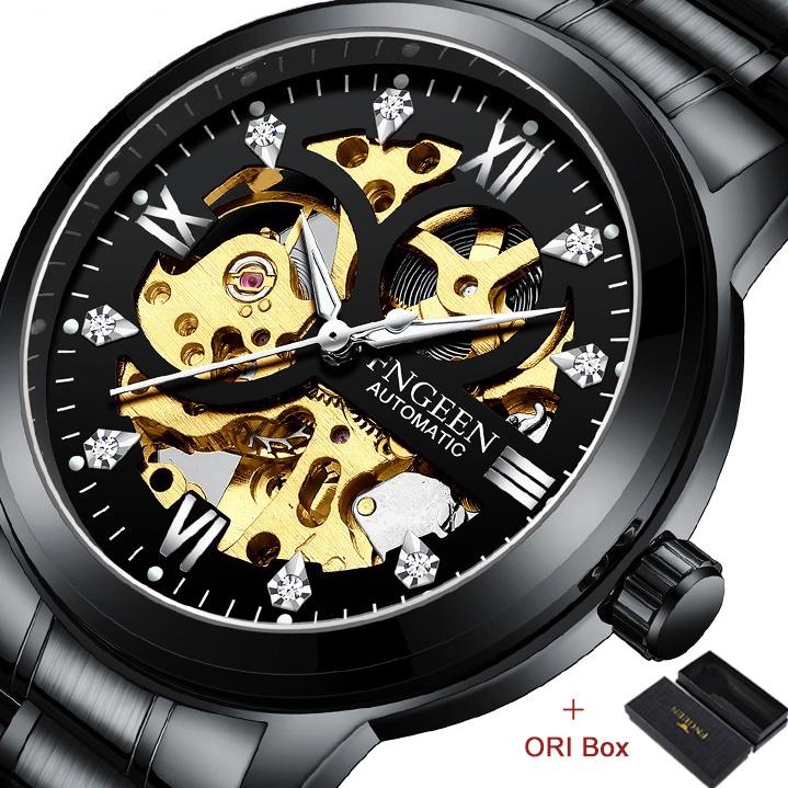 Promo⭐-FNGEEN 6018 Mekanik Otomatis Jam Tangan Pria Luxury Stainless Steel Original Anti Air Automatic Watch + Kotak Gratis