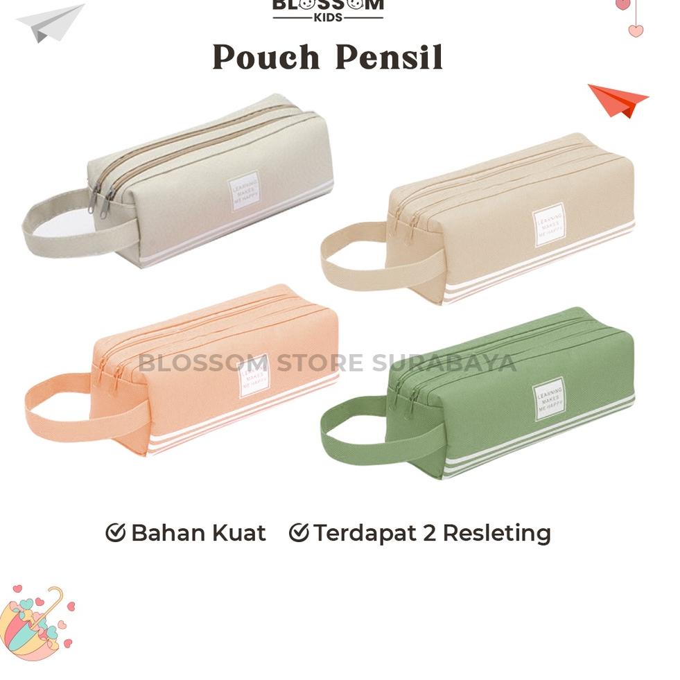 

E25 Pouch Pen Kotak Pensil Motif Garis - Blossom Kids READY ㊛