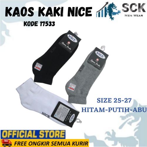 Kaos Kaki Pria NICE 17533-9 Tumit Polos / Kaos Kaki NICE 17533-9 / Invisible Socks