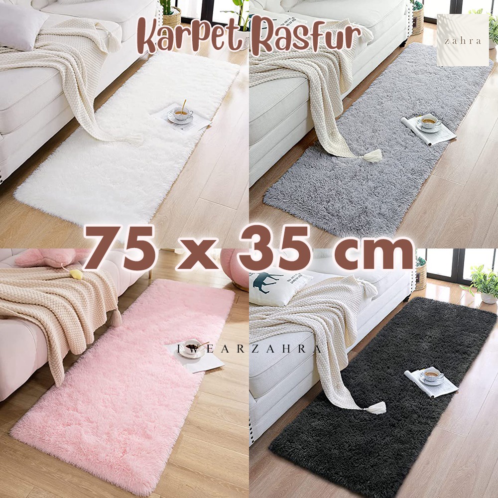 KARPET KESET BULU RASFUR 75 x 35 cm - Alas Duduk Bulu Halus Tebal Cantik Empuk Nyaman