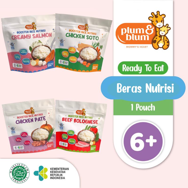 Plum &amp; Blum Beras Mpasi BB Booster 6 Bulan Beef Chicken Tuna Cheese - 200 gram penambah berat badan