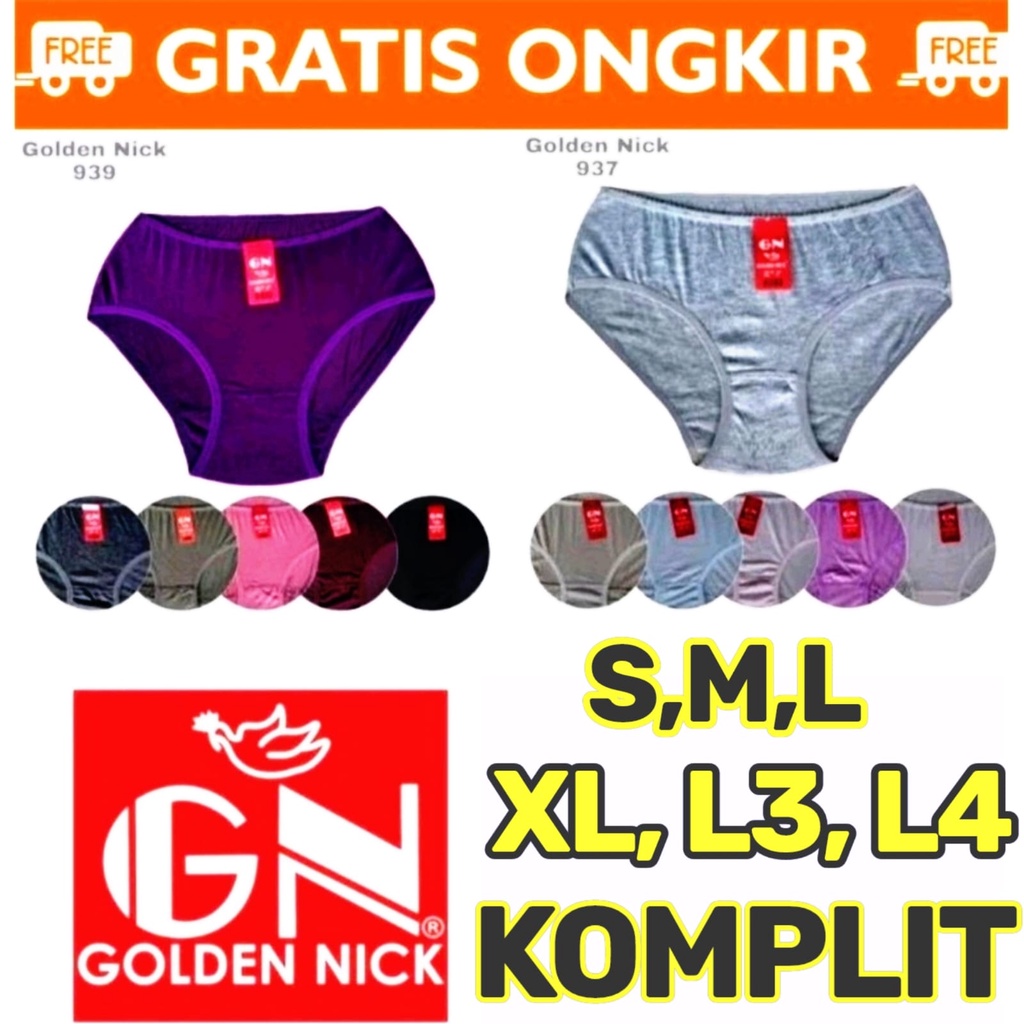 12pcs Celana Dalam Dewasa Golden Nick 937 &amp; 939 Warna Tua Dan Muda