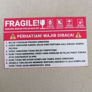 Jual Sticker Fragile Pcs Label Resi Wajib Unboxing Packing Olshop Shopee Indonesia