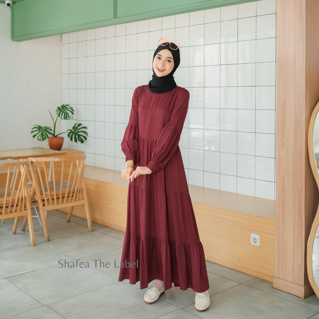 Gamis Lengan Balon Gamis lebaran 2023 terbaru Dress katun Twill Premium by humaira store surabaya
