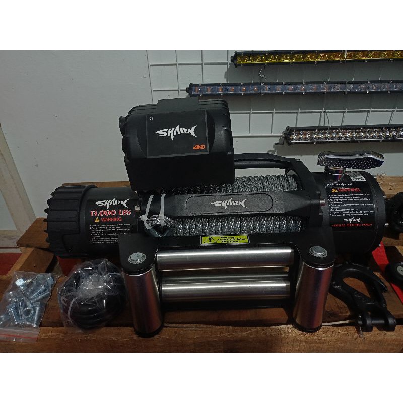 WINCH SHRAK 13000LBS 6TON 12V TALI SLING BAJA 30MTER 10MM TALI DEREK MOBIL OFFROAD HARGA BARANG