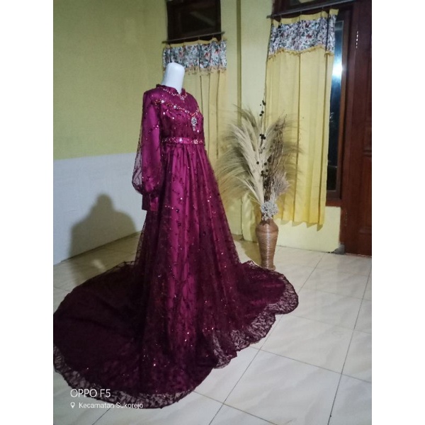 gaun pengantin full tile sequin