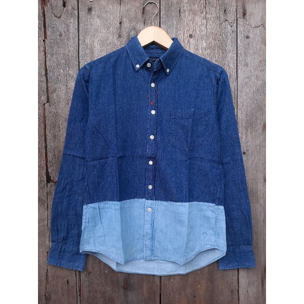kemeja denim rageblue 2 tone size S second preloved