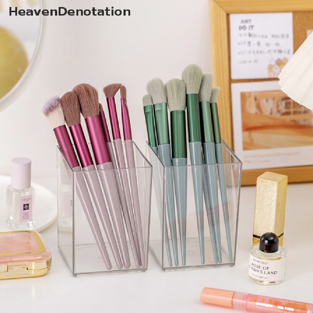 [HeavenDenotation] Wadah Pena Akrilik Padat al Desktop Makeup Brush Wadah Tempat Pensil Perlengkapan Rumah Pena Organizer Pen Pot HDV