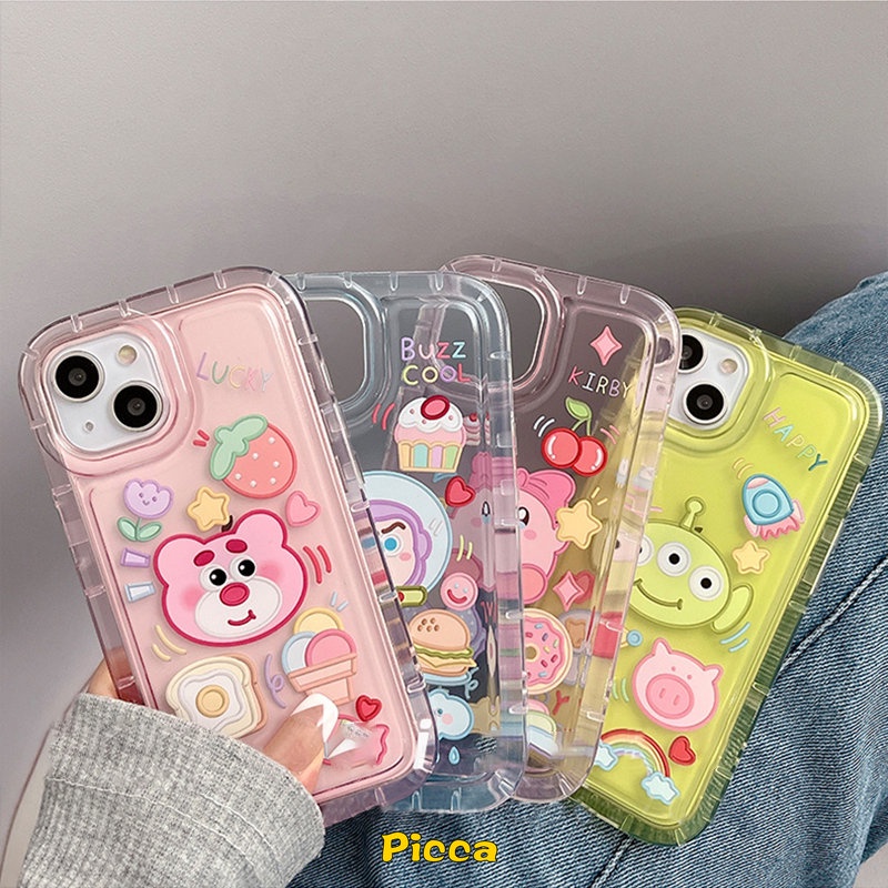 Kartun Kirby Cherry Candy Casing Realme C21Y C12 C25 C25s C15 C35 C11 2020 Realme C11 2021 5 C33 C25Y 6i 5i 5s C20A C20 C3 Cute Strawberry Bear Manyo Airbag Shockproof Soft Cover