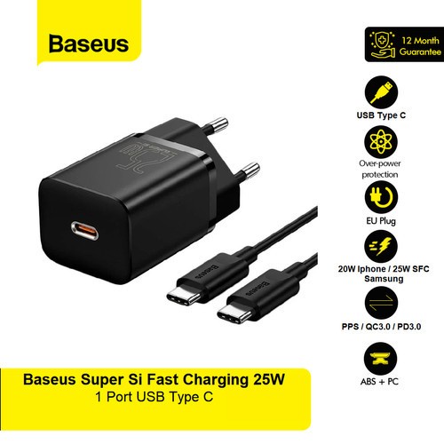 BASEUS Super Si Quick Charger 1C 25W EU CCSP02 - Hitam