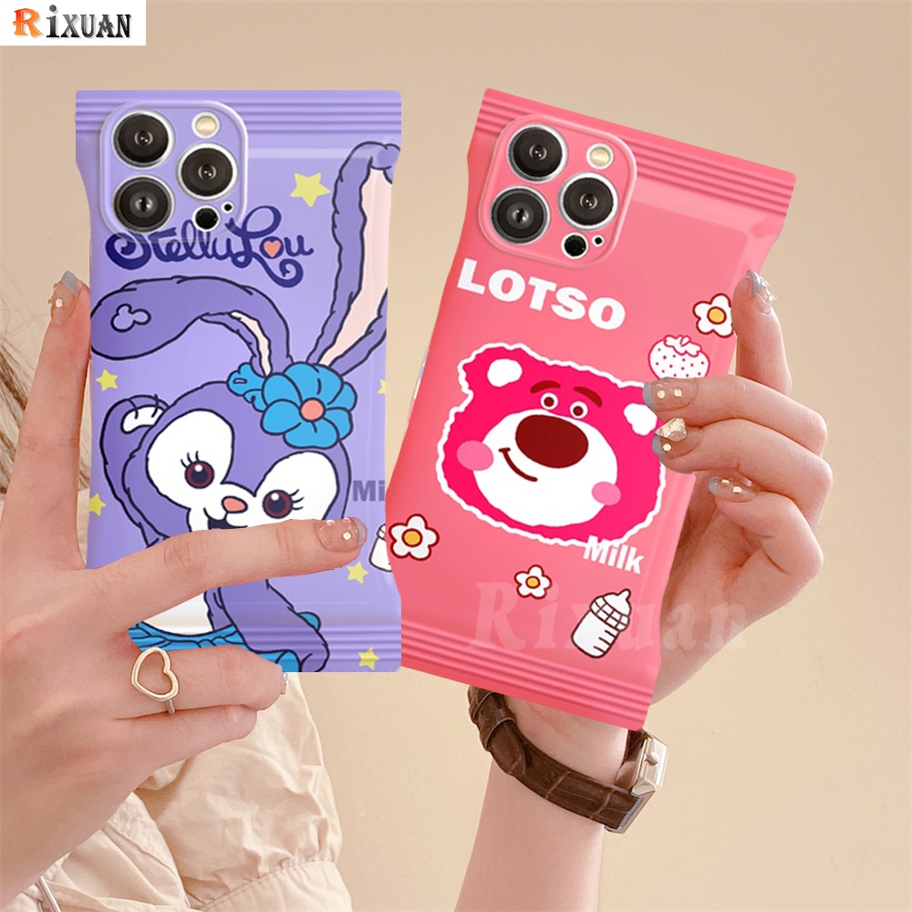 IPHONE Case Lucu Kompatibel Untuk Iphone11 13 12 14 Pro MAX iPhone7 8plus 6 6s Plus XR 14Plus XS MAX Kartun Manyo Beruang Strawberry Dan StellaLou Kelinci Permen Lembut Ponsel Cover RIXUAN