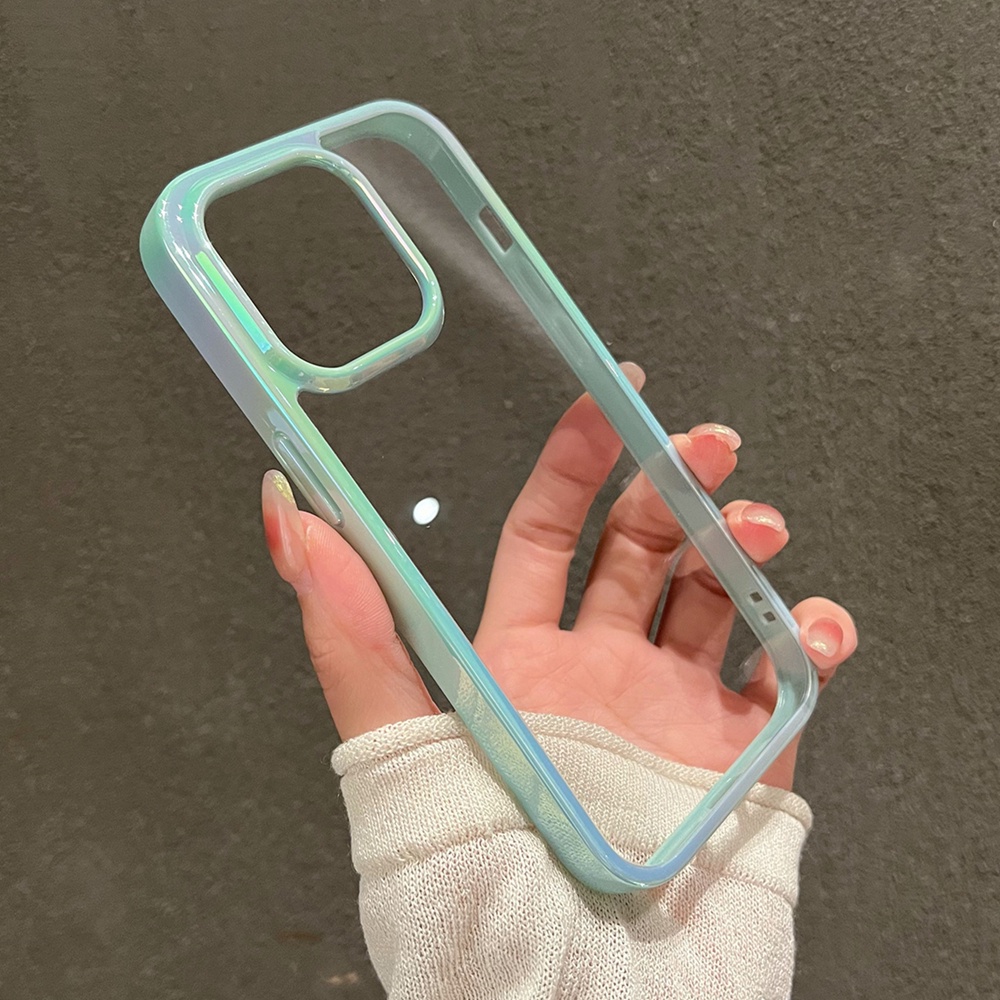 IPHONE Casing Laser Aurora Gradasi Mewah Untuk Iphone14Plus14 Pro Max Soft Clear Casing Iphone12 13 Pro Max Plating Shockproof Cover