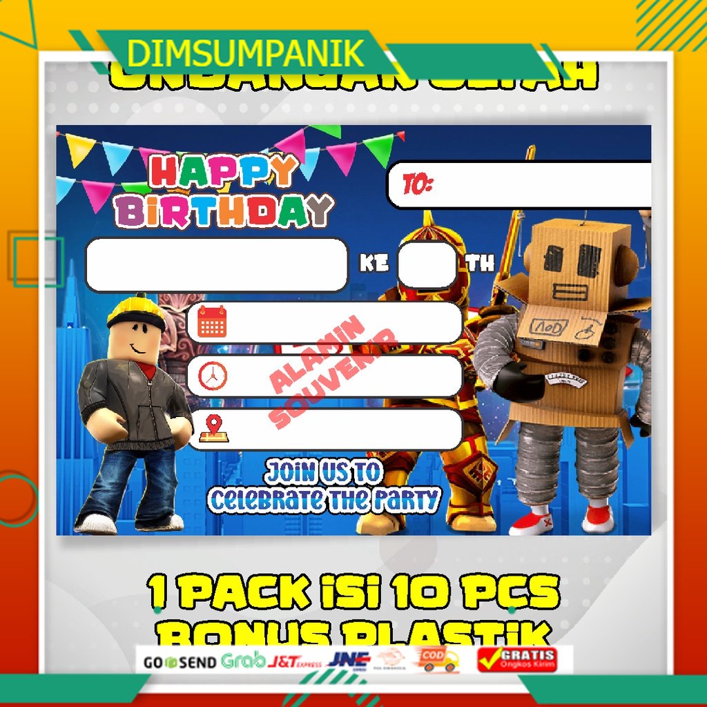 Undangan Ulang Tahun Tema Roblox