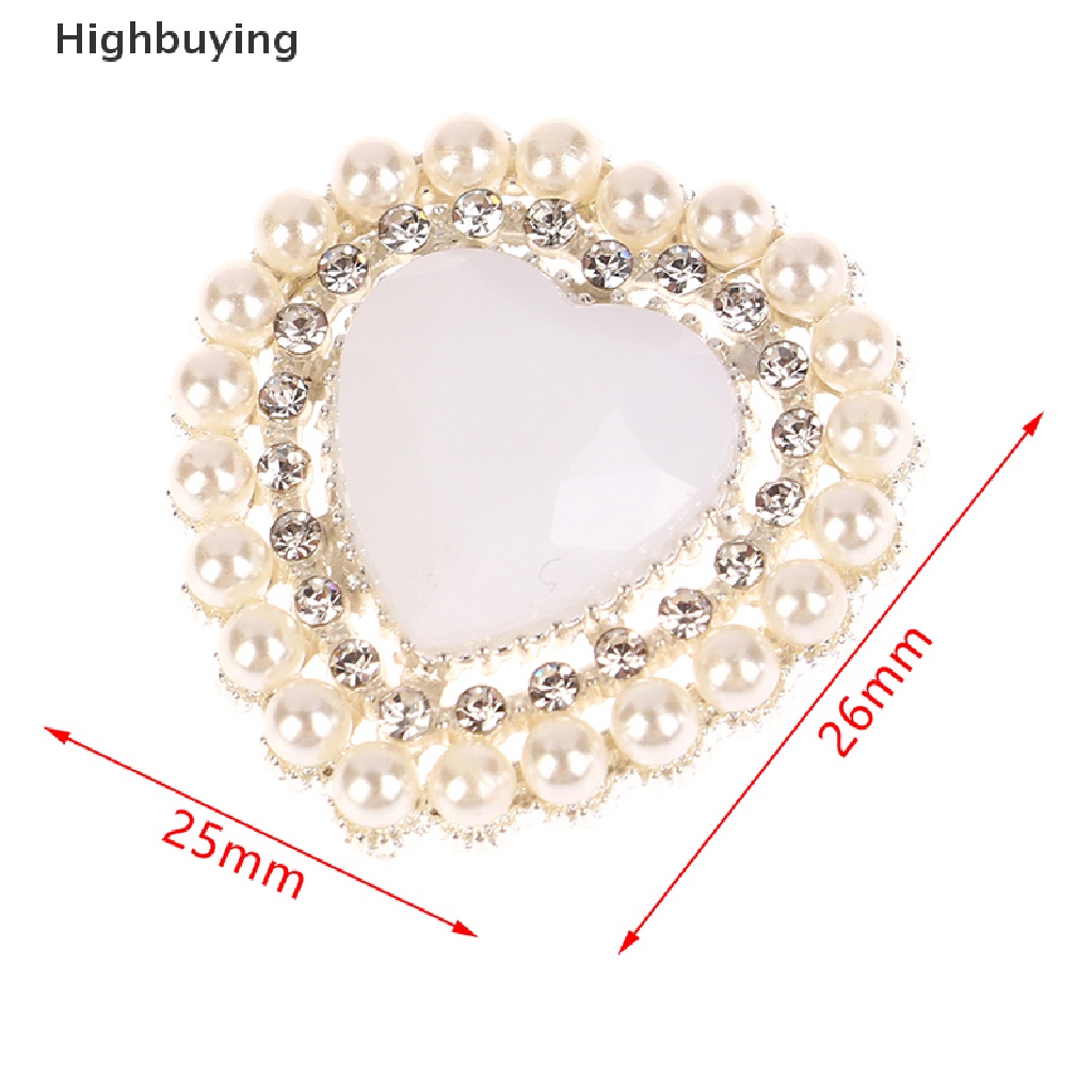 Hbid 10Pcs Bentuk Hati Mutiara Alloy Berlian Imitasi Flat Bottom Snap Decoration DIY Dress Dekorasi Aksesoris Glory