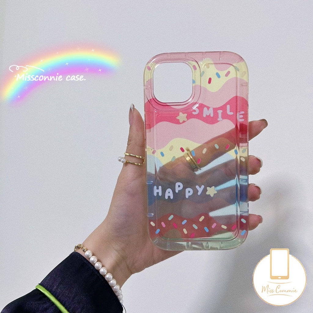 IPHONE Kreatif Pelangi Warna-Warni Ponsel Cover Kompatibel Untuk Iphone11 12 13 14 Pro Max XR 7 8 6s 6 Plus X XS Max SE 2020 Ins Permen Warna Soft Tpu Bening Shockproof Airbag Case