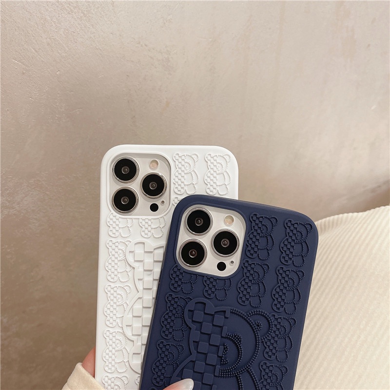 Casing Ponsel Beruang Kekerasan Tiga Dimensi Dekompresi Kompatibel Untuk iphone14 11 12 13promax Kemasan Independen Shockproof back cover casing