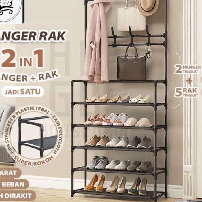 ⅎ [JR-06] RAK GANTUNGAN BAJU HANGER SERBAGUNA TAS STAND HANGER RAK SEPATU PENYIMPANAN TOPI RAK PAKAI