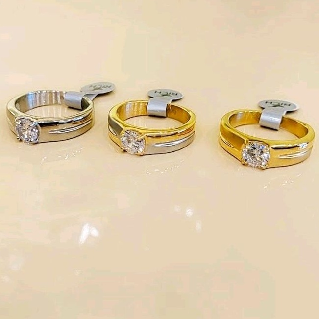 Cincin Titanium Diamond Pria wanita mewah