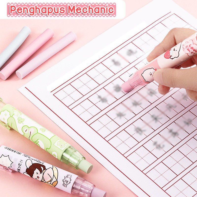 BUY 1 GET 1 REFILL PENGHAPUS MEKANIK LUCU ERASER MECHANIC ALAT KOREKSI PENSIL HAPUSAN MOTIF KARTUN LUCU PERLENGKAPAN ALAT TULIS SEKOLAH KANTOR @banyak