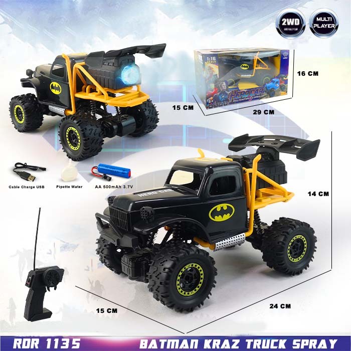 RDR1135 Batman RC Rock Crawler Asap Spray Smoke Offroad Buggy 4WD 4X4 Mainan Anak Mobil Remote Contr