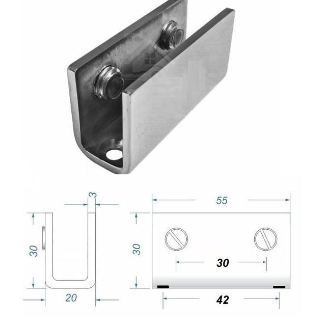 dql04 Ambalan Klem Jepit Kaca 8 - 12 Mm Glass Clamp U Jepit Klem Kaca 12 Mm Best Seller