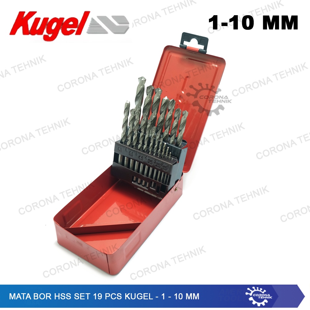 Mata Bor HSS Set 19 Pcs Kugel - 1 - 10 mm