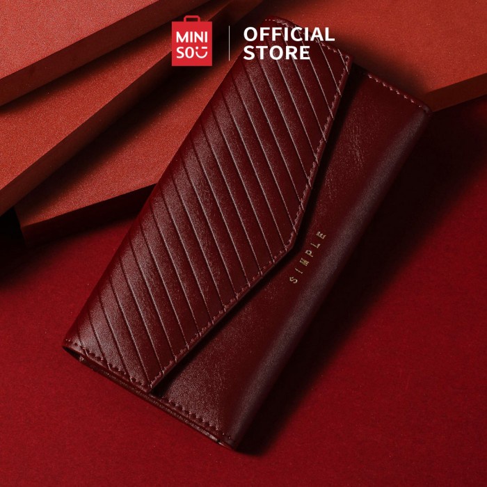 Dompet Miniso Dompet Wanita Twill Tiga Kali Lipat Panjang Tas Fashion Wanita