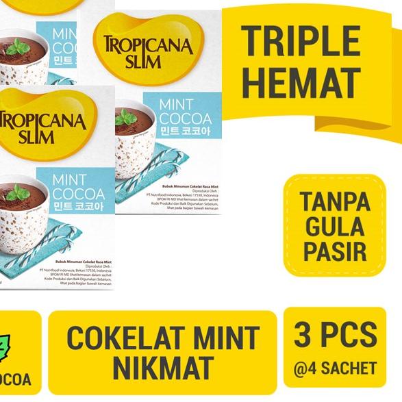 

☊ Triple Pack Tropicana Slim Mint Cocoa (4 Sch)- Minuman Cokelat Mint Nikmat Tanpa Gula Pasir ◙