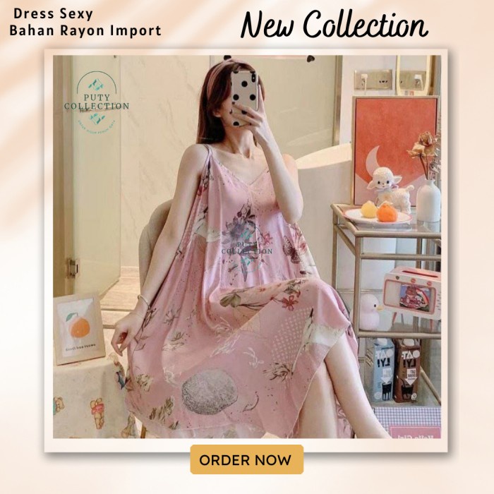Daster Tali Sexy Jumbo Tanktop Sexy Piyama Baju Tidur Rayon Wanita