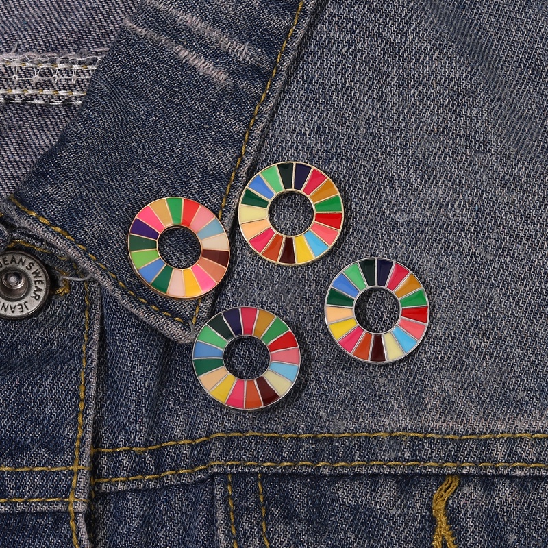 Gawang Pembangunan Lestari Kreatif Pin Enamal Pbb SDGs Pin Bros Lencana Fashion Rainbow Pin