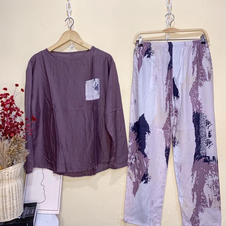 HARGA TERMURAAH SET BABYDOLL RAYON LENGAN PANJANG/BAJU TIDUR/PAKAIAN WANITA/BAJU RUMAHAN/BAJU WANITA