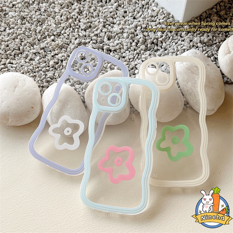 Oppo A17 A17K A77 A77s A57 A16 A16k A15 A15s A3s A5s A76 A96 A74 A54 A93 A94 A95 A92 A52 A53 A31 A5 A9 A7 F11 Reno 7 Pro 8Z 7Z 6Z Candy Color Wavy Edge Clear Handphone Tahan Banting Sarung