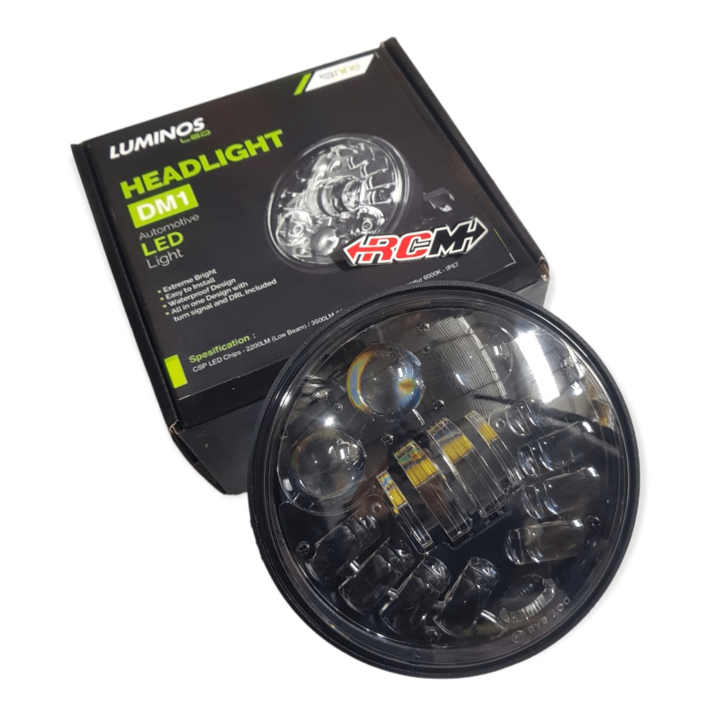 HEADLIGHT HEADLAMP HEAD LAMP REFLECTOR REFLEKTOR DEPAN UTAMA DAYMEKER DAY MEKER DAYMAKER DAY MAKER LED SENJA BIRU TENGAH PUTIH RITING RETING SEIN SEN KUNING UNIVERSAL 5.75IN 5 75INC 5,75INCH 5.75 5 75 5,75 IN INCH ORI ORIGINAL LUMINOS