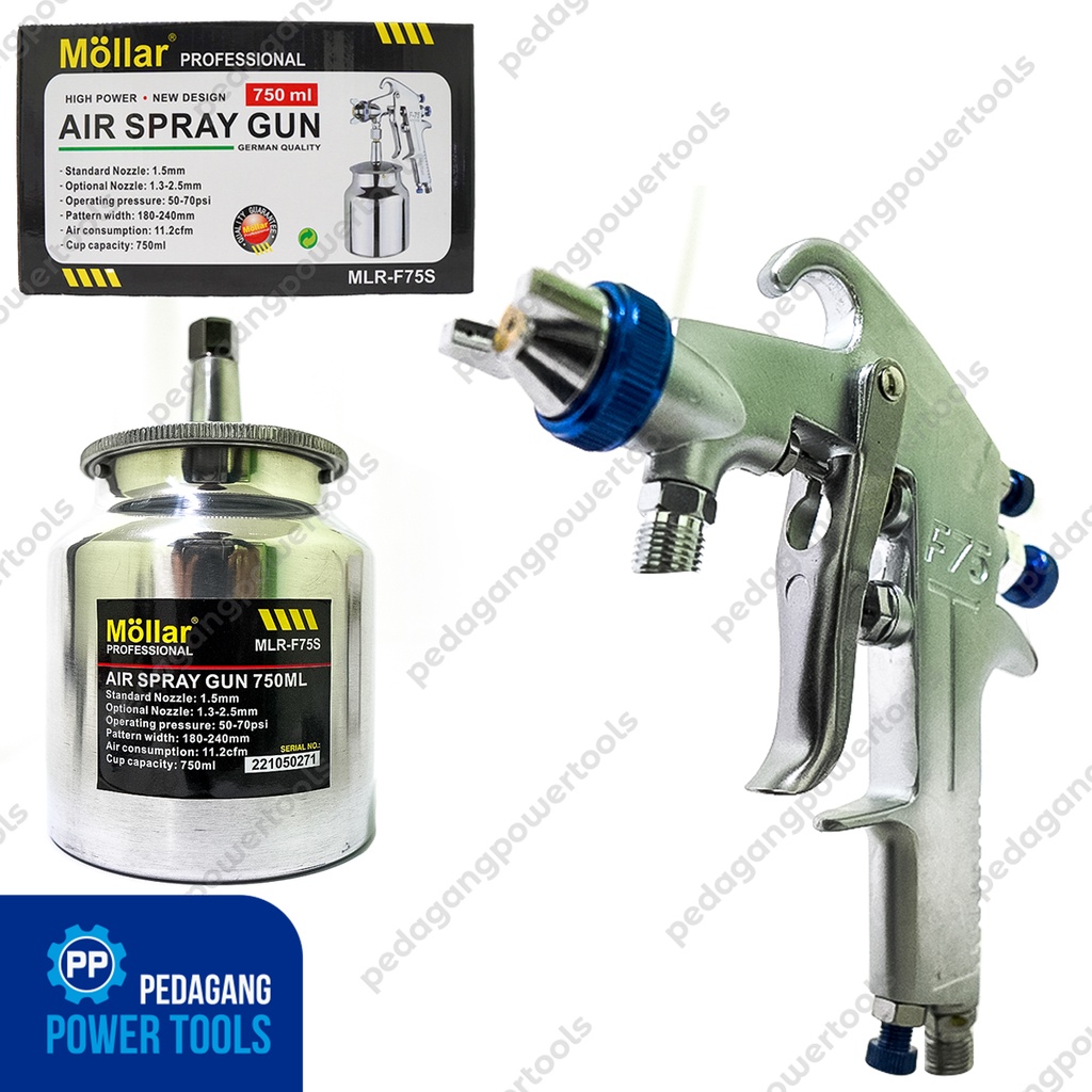 MOLLAR F75S AIR SPRAY GUN TABUNG BAWAH F 75 S SPRAYGUN SEMPROTAN CAT