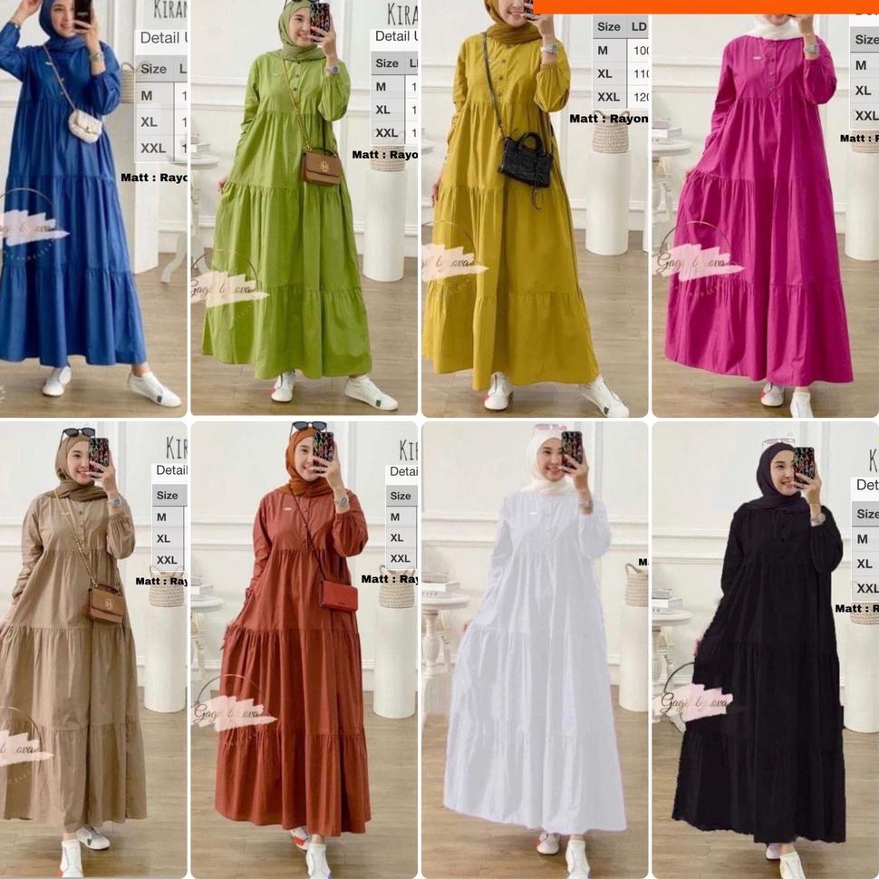 LANGSUNG ORDER Kirania Dress Midi Rayon twill premium polos putih dress busui dress kekinian minimal
