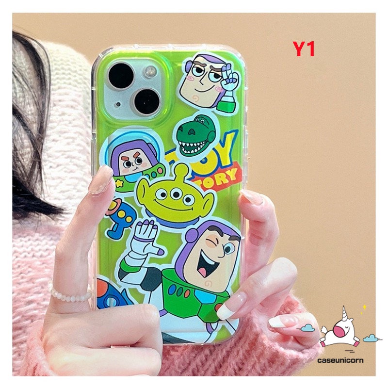 Untuk Redmi10 9 12C 10C 9C NFC 9A 10A 9T A1 POCO F4 Redmi Note 9 8 10 10s 11 11s Note10s Kartun Toy Story Cute Manyo Buzz Lightyear Alien Soft Airbag Anti-Jatuh Shockproof Case