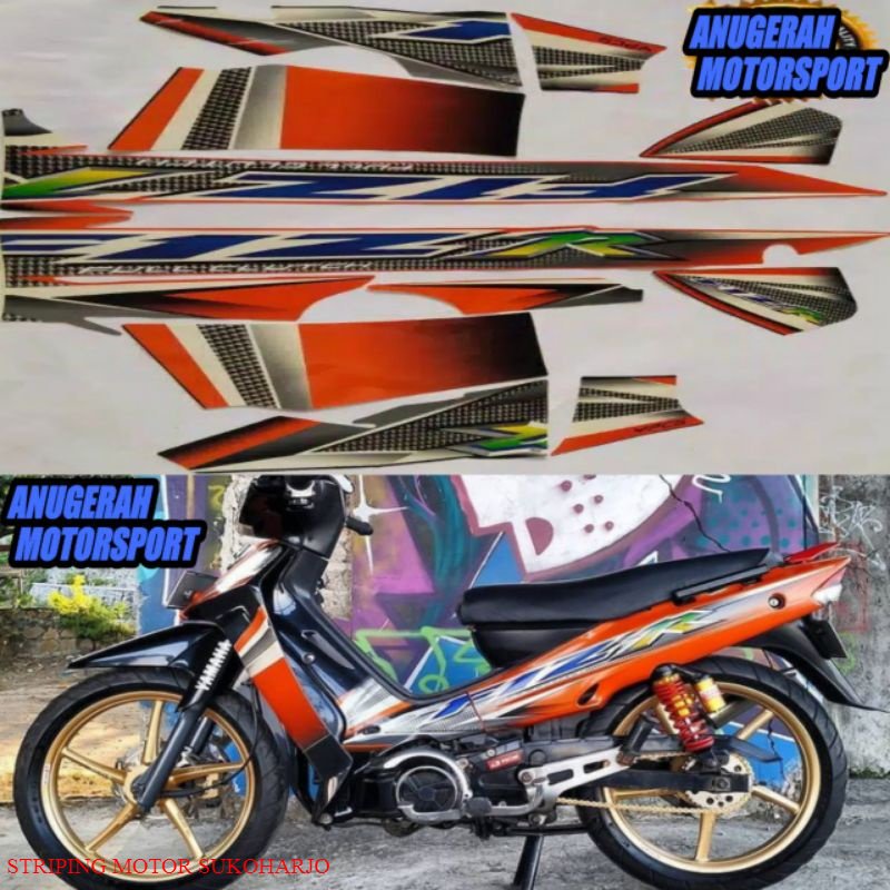 (ORI) striping / sticker lis body fizr / fiz r / f1zr 2004 orange hitam KWALITAS 0RIGINAL MURAH