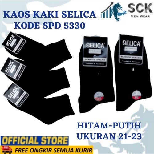 Kaos Kaki Sekolah Panjang SELICA SPD 5330 MK HITAM / Kaus Kaki TK SD 5330 - sckmenwear GROSIR